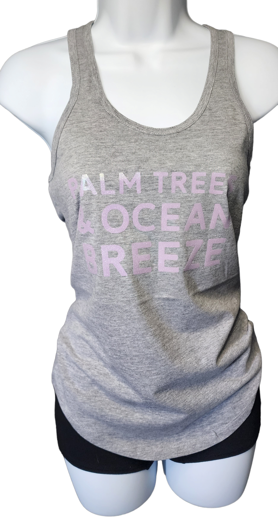 Palm Trees Ocean Breeze Tank Pink Holographic